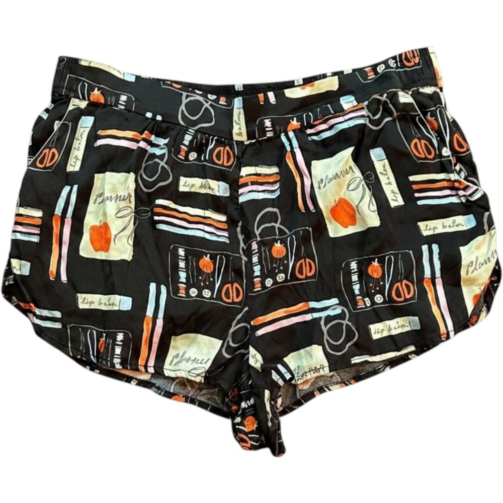 Lyrebird Phthalo Ruth Planner Print Sleep Shorts Black Medium Stationery Art